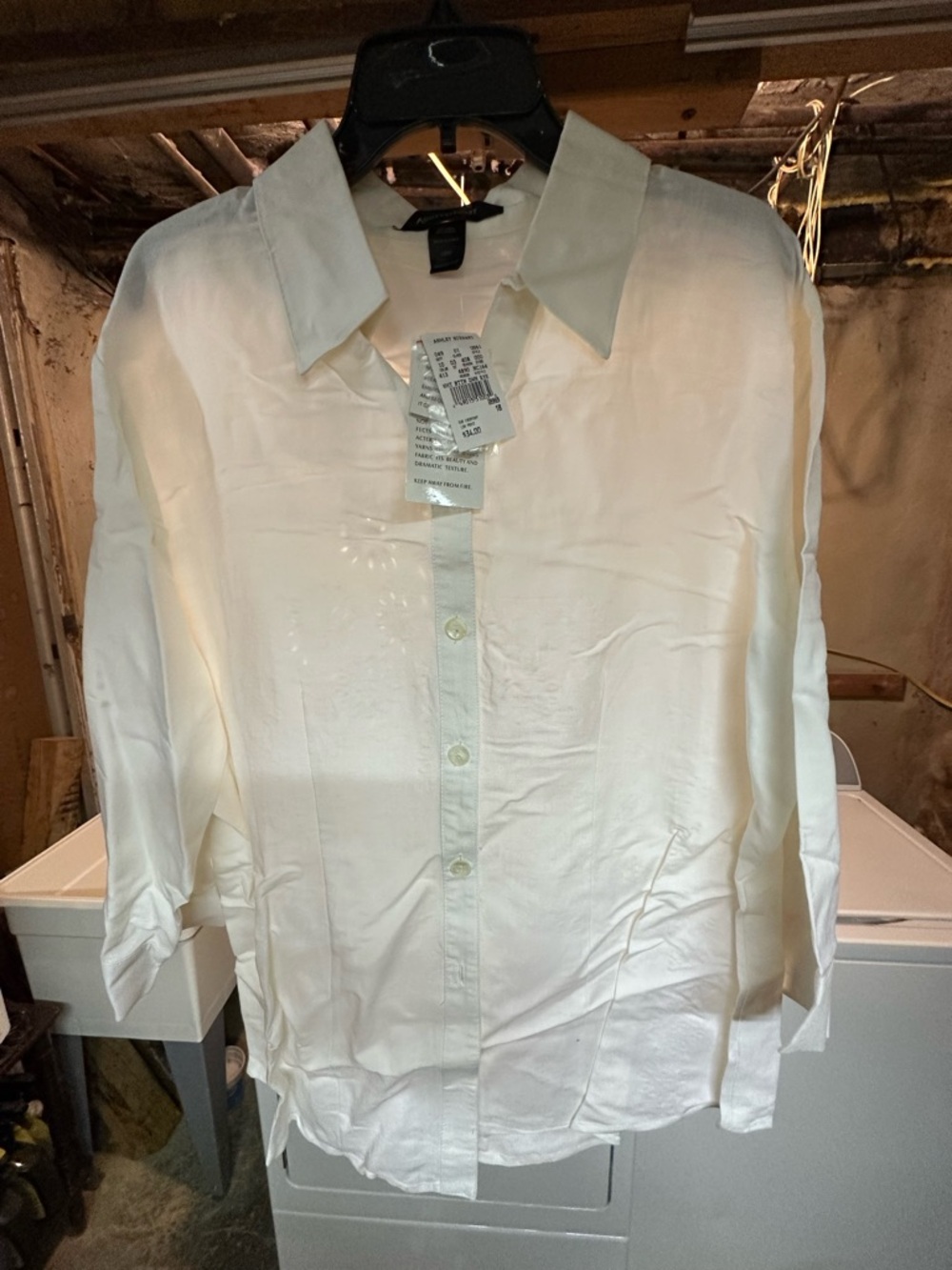 Ashley Stewart Cream Button-Down Shirt